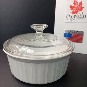 Corning Ware F-5-B French White 1.6 Liter Round Casserole Dish Pyrex Lid Read
